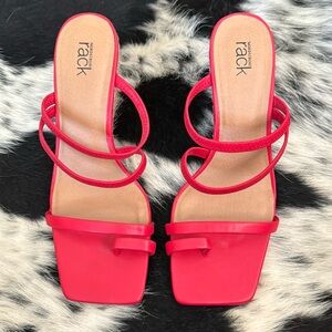 Red Nordstrom Rack wedge strappy sandals